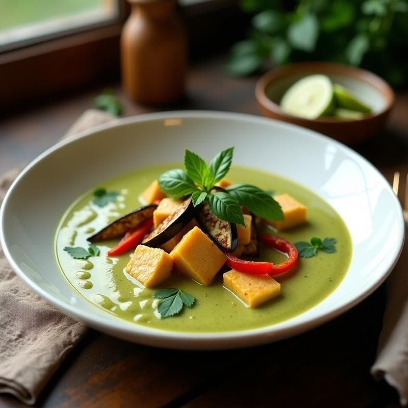 Curry Verde Tailandés: Receta Auténtica en Ollas Superpuestas con Dos Texturas