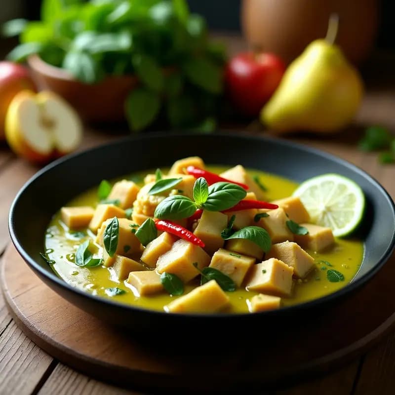 Curry Verde Tailandés con Peras y Manzana: Receta Dulce-Salada en 20 Minutos