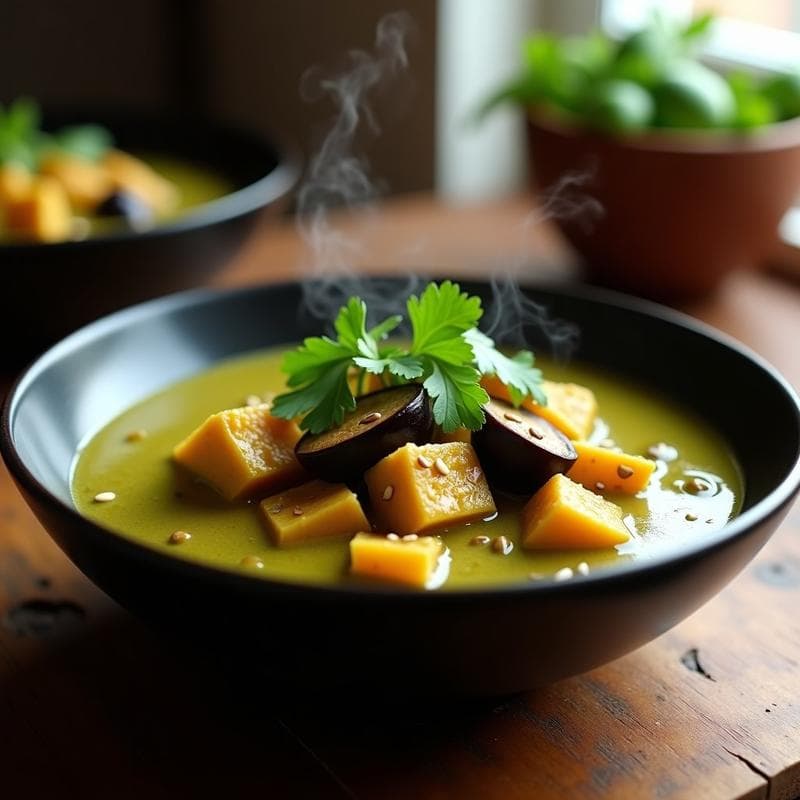 Curry Verde Tailandés con Tempeh y Berenjena: Receta Vegana en Olla Rápida