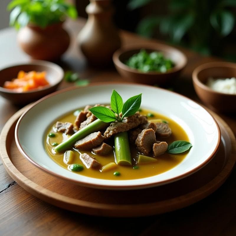 Curry Verde de Ternera con Bambú y Albahaca Santa: Receta Tailandesa en Thermomix