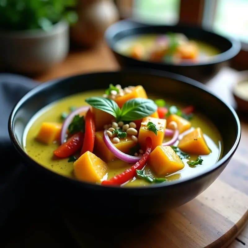 Curry Verde Tailandés con Calabaza y ToFoo: Receta Vegana y Alta en Hierro
