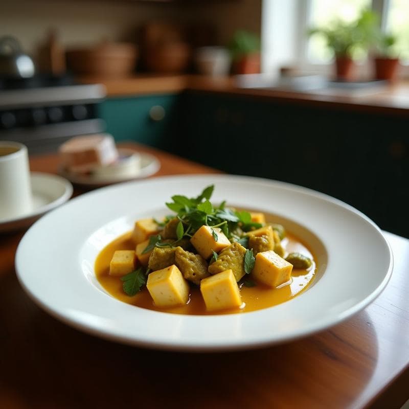 Curry Verde Tailandés con Tofu Sedoso y Berenjena: Receta en Thermomix Ultracremosa