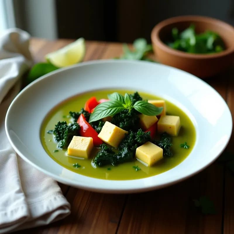 Curry Verde con Tofu y Kale: Receta en Olla Express Alta en Proteína y Hierro