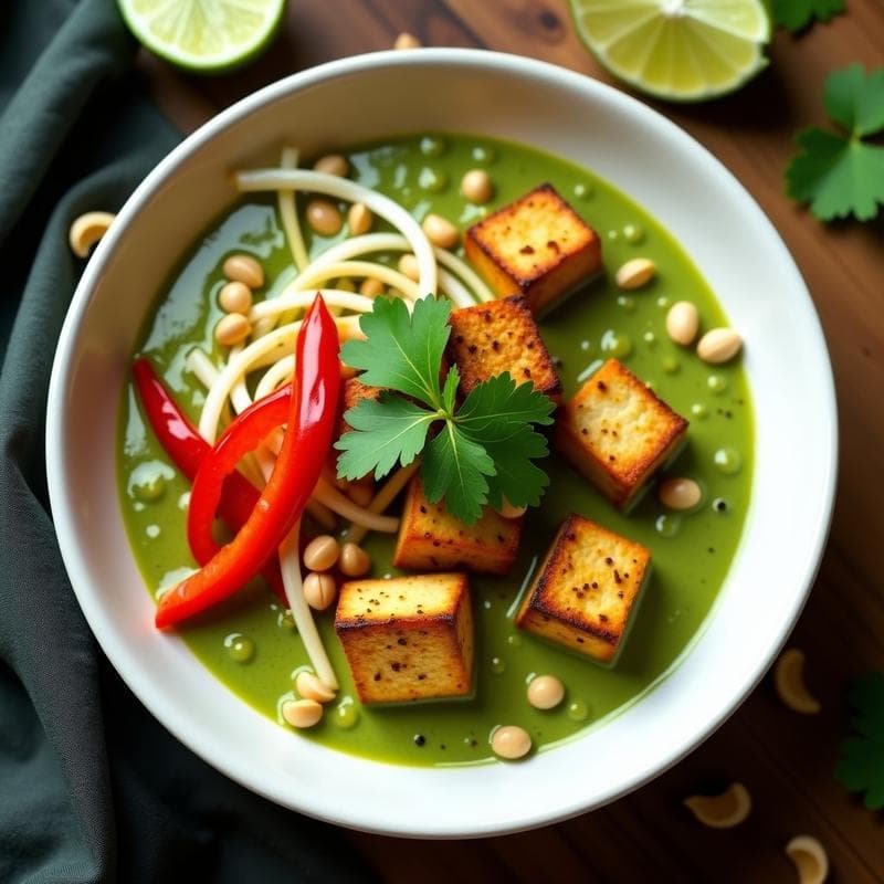 Curry Verde Vegano con Tofu: Receta en Airfryer con Umami Intenso y Sin Aceite