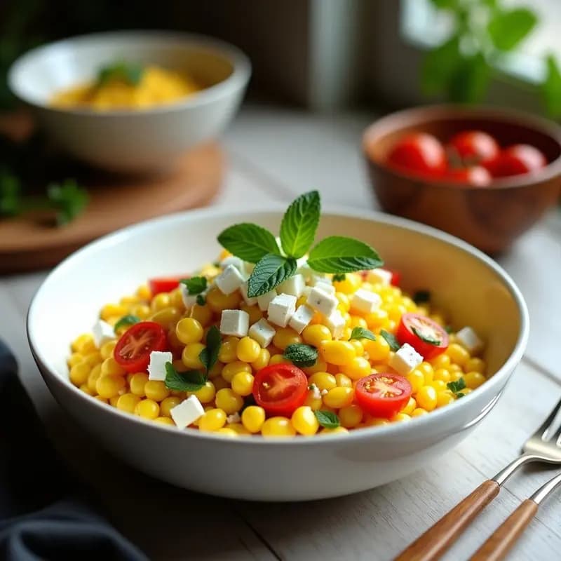 Cusco de Maíz con Queso Fresco y Hierbabuena: Ensalada Peruana Refrescante