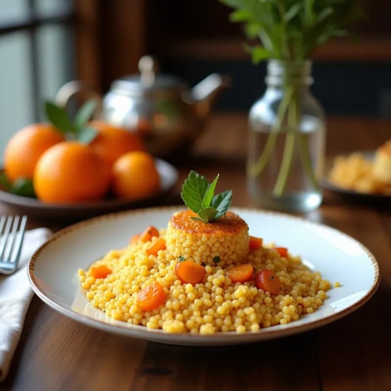 Cuscús con Berbérisco y Naranjas Caramelizadas: Receta Marroquí en 30 Minutos