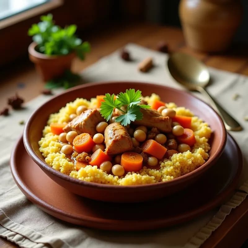 Cuscús Bereber con Pollo y Especias: Receta Tradicional en 30 Minutos
