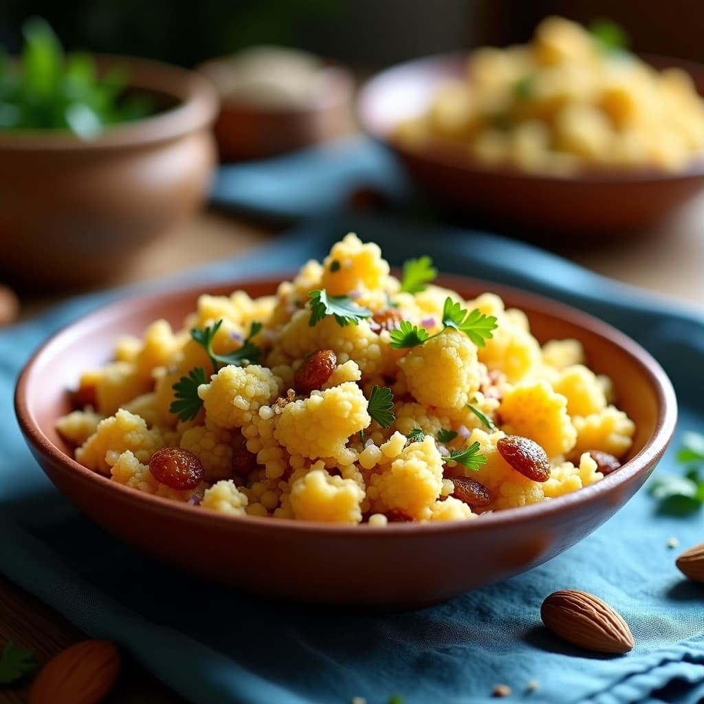 Cuscús de Coliflor con Pasas, Almendras y Ras el Hanout: Receta Marroquí en Airfryer