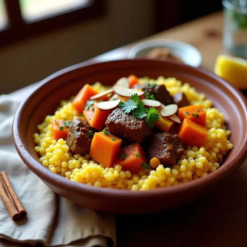 Cuscús con Cordero y Verduras al Curry: Receta Marroquí en Olla de Barro y Especias del Magreb