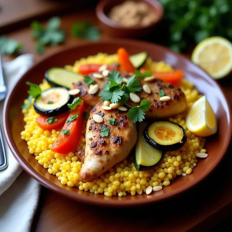 Cuscús Marroquí con Pollo y Verduras al Vapor: Receta en Olla Exprés Sin Gluten