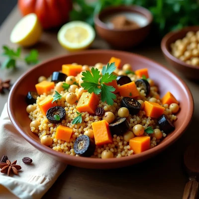 Cuscús Marroquí Vegano con Verduras y Especias: Receta Rápida y Nutritiva