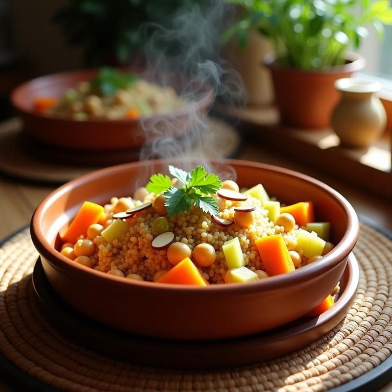 Cuscús Marroquí Vegano en Olla Lenta: Receta Tradicional con Garbanzos y Verduras