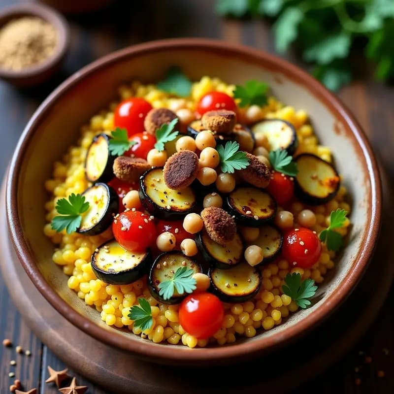 Cuscús Marroquí con Verduras Asadas y Garbanzos: Receta Sin Gluten y Alta en Fibra