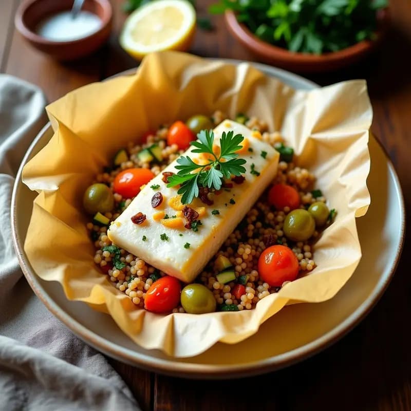 Cuscús con Merluza y Verduras al Vapor: Receta Marocí de Pescado en Papillote