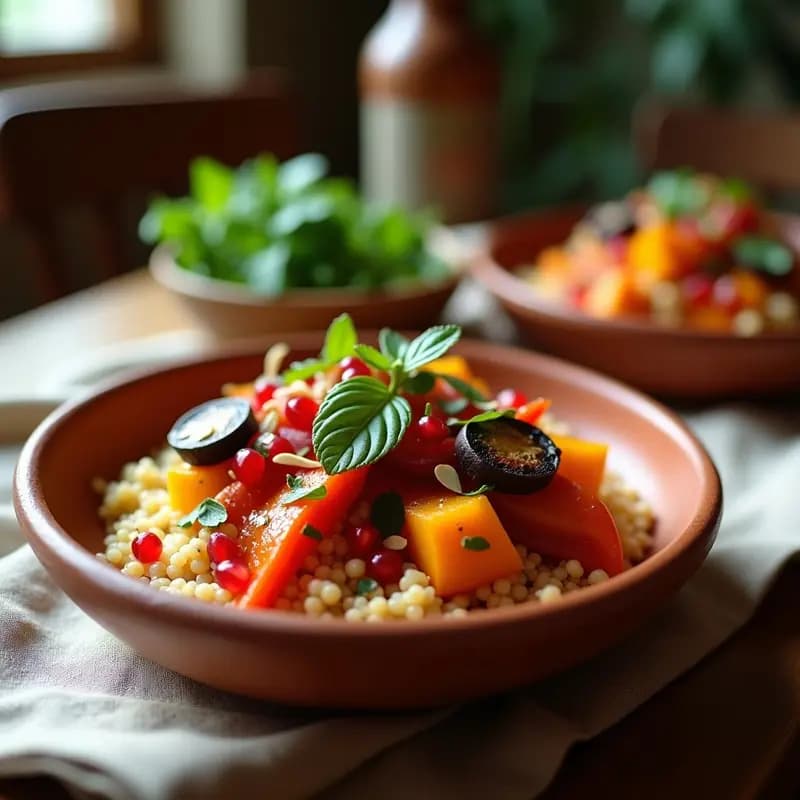 Cuscús de Mijo con Verduras Asadas y Vinagreta de Granados: Receta Senegalesa Sin Gluten