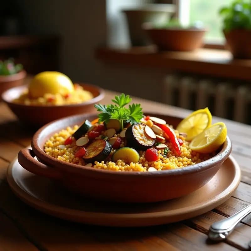 Cuscús con Verduras Asadas y Pollo al Ras el Hanout: Receta Marocí en Una Olla