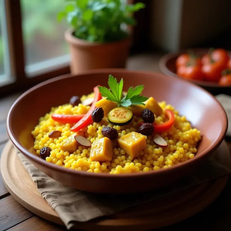Cuscús con Verduras y Pollo al Curry: Receta Magrebí en Olla Rápida