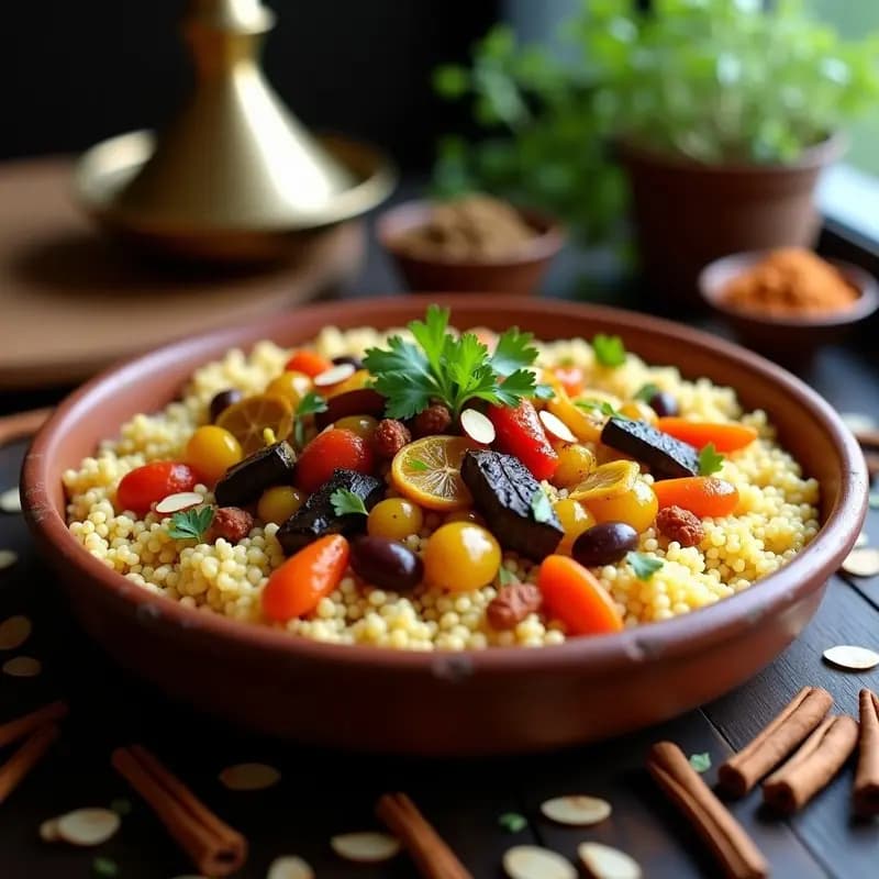 Cuscús Marroquí con Verduras y Pollo al Ras el Hanout: Receta Norteafricana Aromática