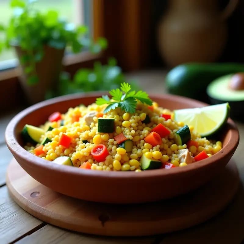 Cuzcuz de Maíz con Pollo y Verduras: Receta Brasileña en Olla Exprés con Toque Light