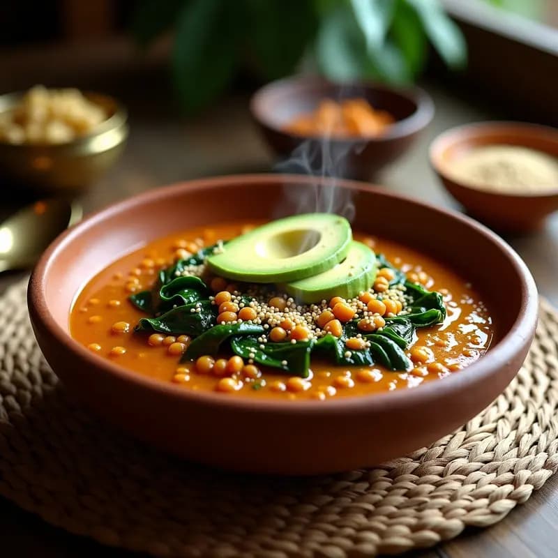 Dahl de Lentejas Rojos con Espinacas y Jengibre: Receta India Keto y Sin Gluten