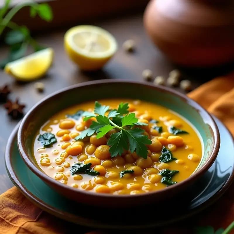 Dahl de Lentejas Rojas y Espinacas: Receta India Keto con Toque de Cúrcuma