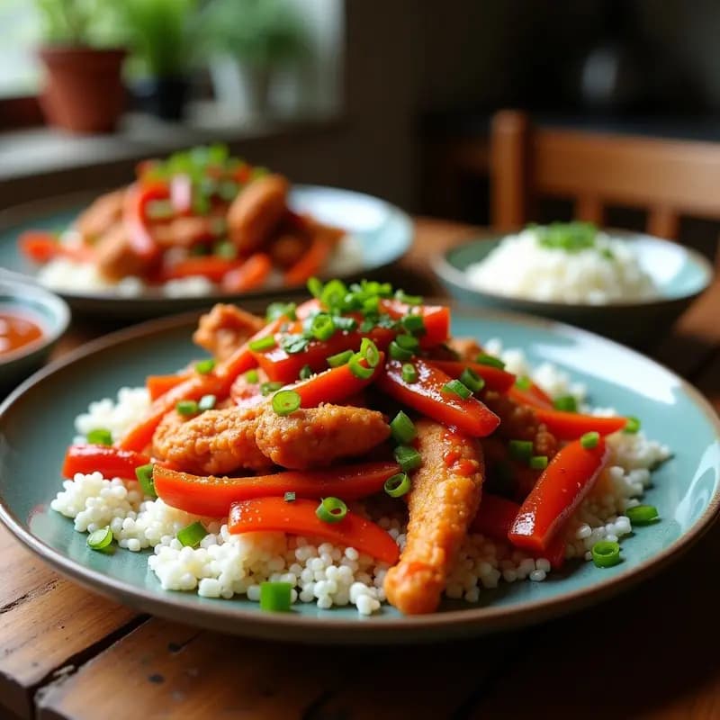 Dak Galbi Coreano con Pollo, Gochujang y Verduras: Receta Picante en Sartén