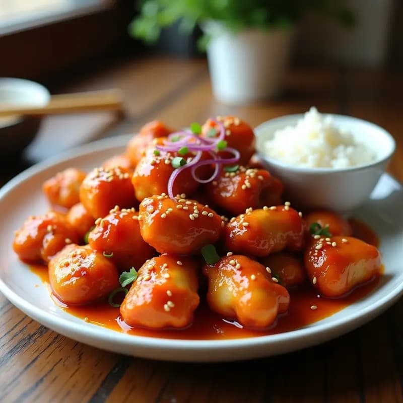 Dakgangjeong de Pollo Crujiente: Receta Coreana Picante y pegajosa en Airfryer