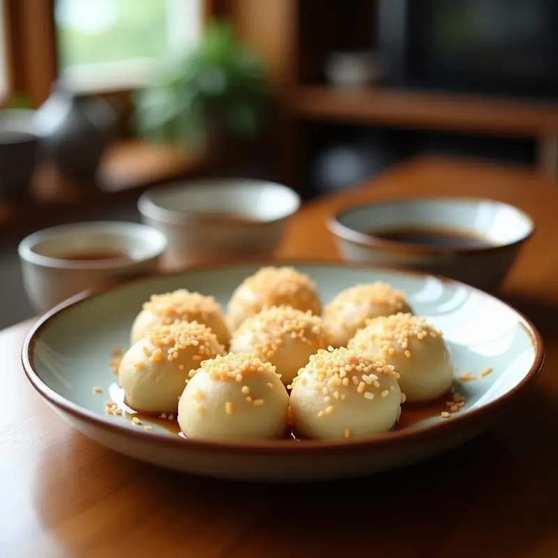 Dango Japonés de Coco y Sésamo: Postre Tradicional en 15 Minutos