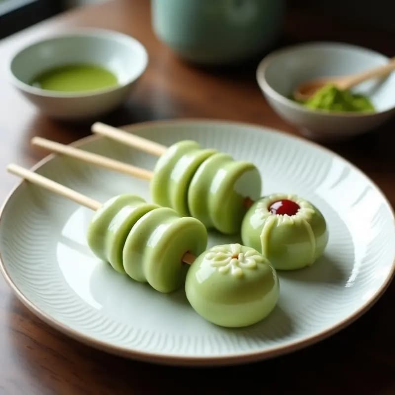 Dango de Harina de Arroz y Té Verde: Postre Japonés Sin Gluten y Dulce Tradicional