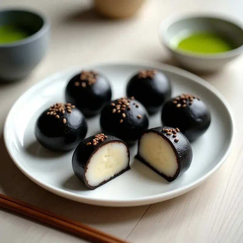Dango Japonés de Mochi y Sésamo Negro: Bolas Dulces Tradicionales en 25 Minutos