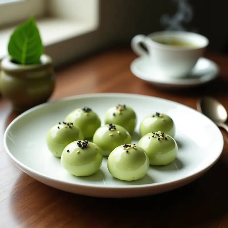 Dango japonés de Matcha y Aceite de Sésamo: Snack Dulce y Salado Sin Horno