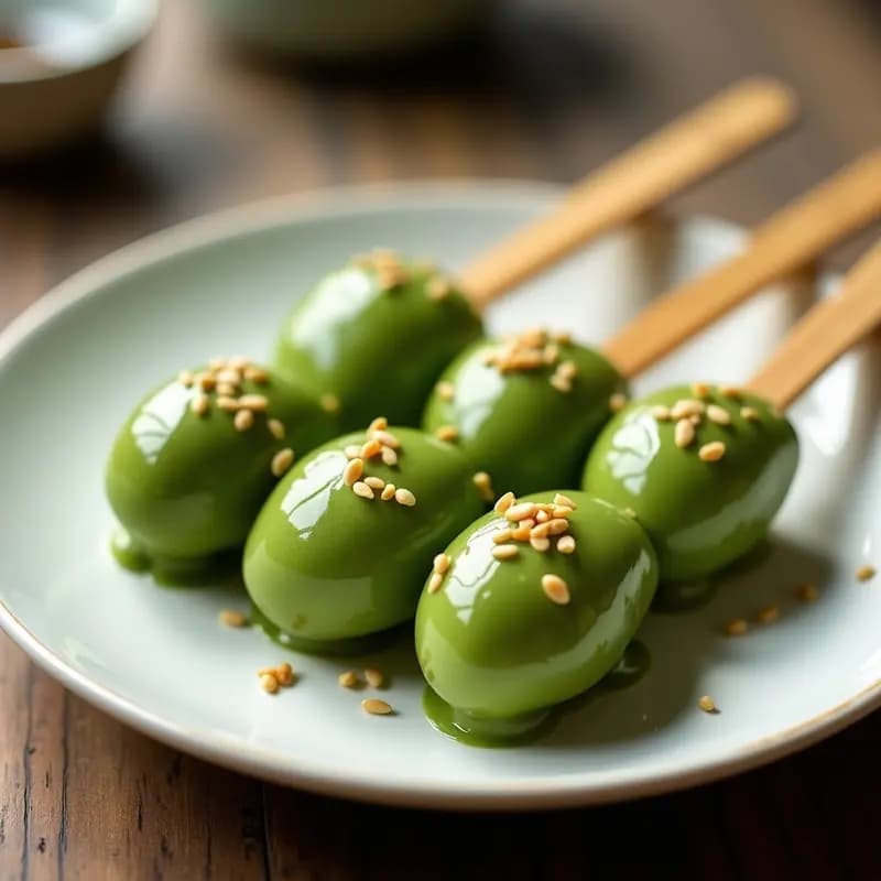 Dango Japonés de Harina de Arroz y Matcha: Brochetas Dulces Sin Gluten en 20 Minutos
