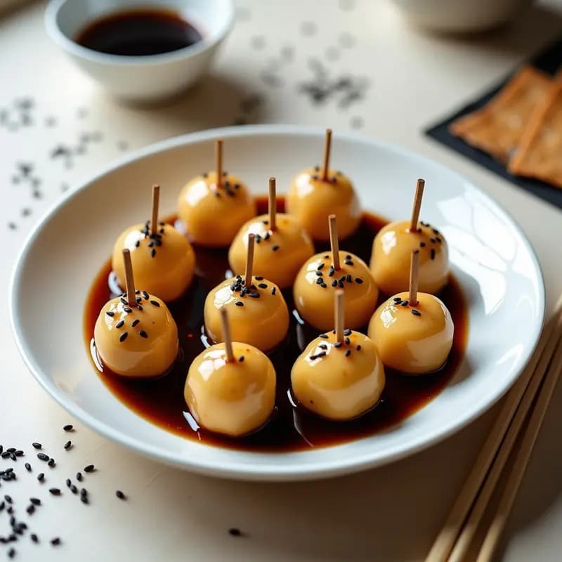Dango Japonés con Salsa de Soja y Algas: Aperitivo Dulce-Salado en 20 Minutos