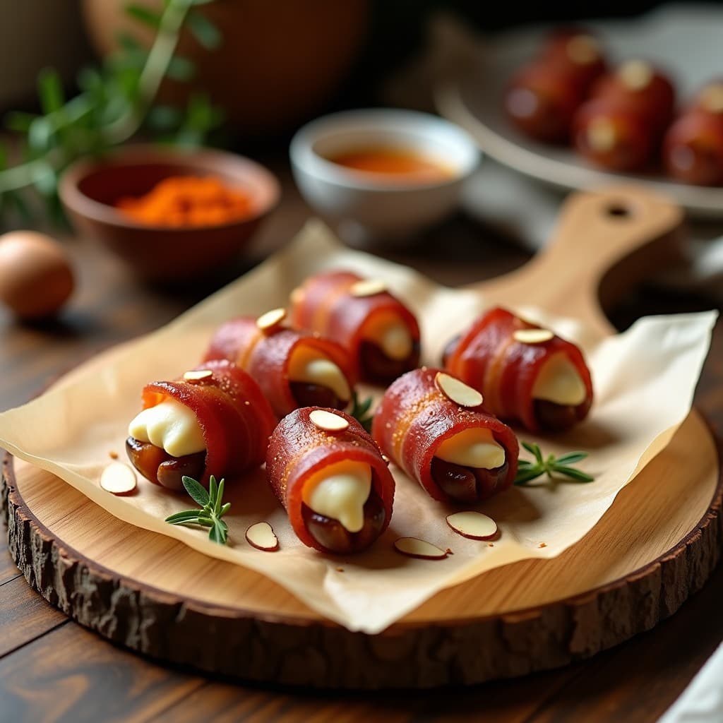 Dátiles Rellenos de Queso de Anacardo y Bacon Crujiente: Aperitivo Dulce-Salado en Airfryer