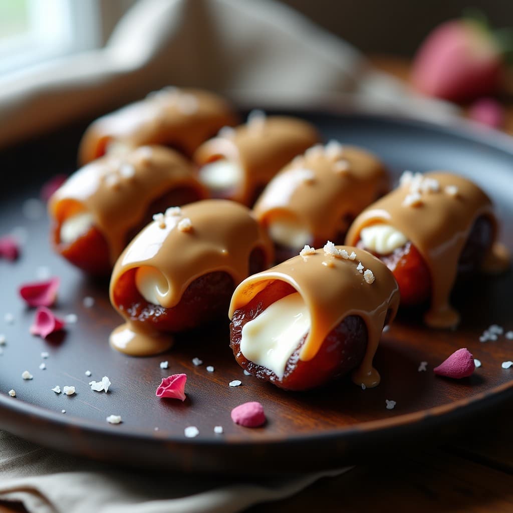 Dátiles Rellenos de Queso de Macadamia y Bañados en Chocolate Rubio: Postre Vegano Gourmet