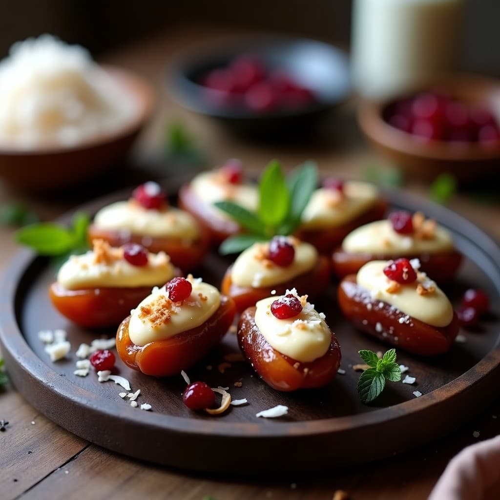 Dátiles Rellenos de Queso de Cashew y Arándanos: Postre Vegano Sin Cocción