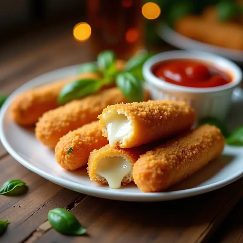Deditos de Mozzarella Empanizados con Salsa Marinara: Aperitivo Crujiente y Fundido por Dentro