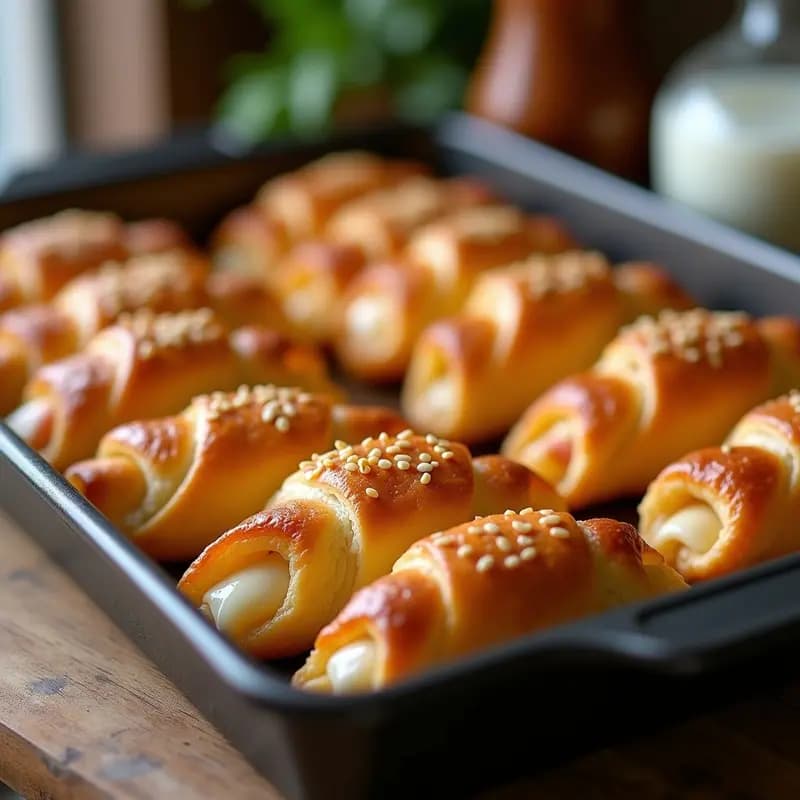 Deditos de Queso y Jamón Envoltos en Masa Hojaldre: Bocado Salado que Engancha