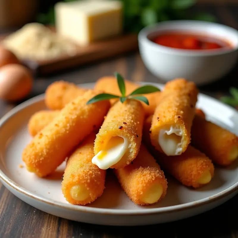 Deditos de Queso Mozzarella Emapanizados con Salsa de Tomate Casera: el Bocado que se Deshace en la Boca
