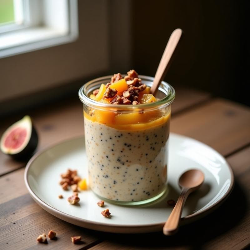 Desayuno de Avena Nocturna con Semillas de Chía y Compota de Higos: Receta Sin Cocinar y Vegana