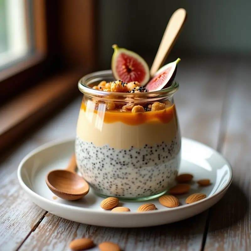 Desayuno de Chía con Leche de Almendras y Compota de Higos: Receta Vegana Sin Azúcar