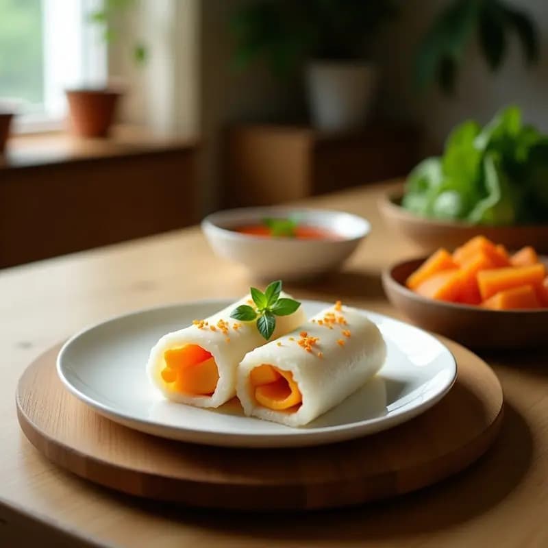 Dessert Sushi Japonés: Rollos de Arroz con Frutas y Crema de Coco Sin Horno