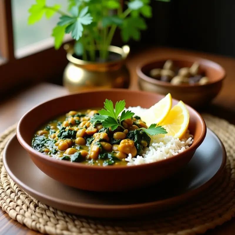 Dhal Makhani con Espinacas y Arroz Basmati: Receta India Vegana y Nutritiva
