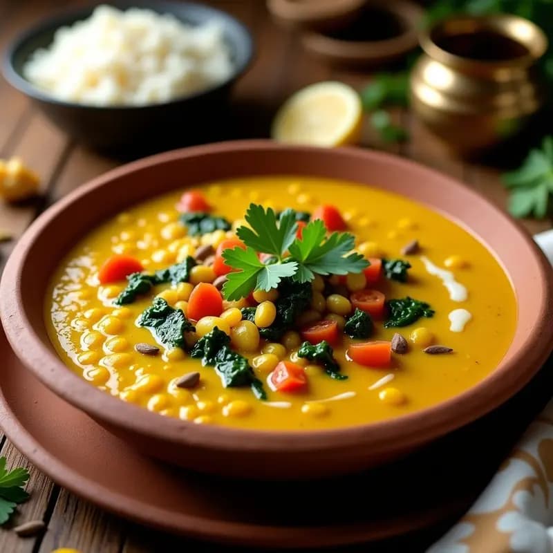 Dhal Tadka con Espinacas y Tomate: Receta India de Lentejas en Olla a Presión