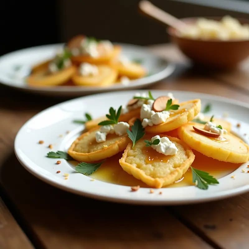 Diamantes de Sémola con Queso Feta y Miel: Entrante Griego Crujiente en Sartén