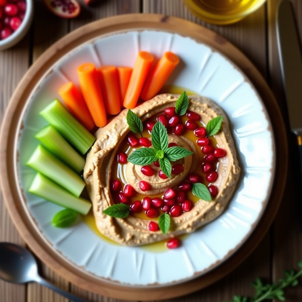 Dip de Berenjena Asada y Tahini con Granos de Granado: Aperitivo Libanés Sin Gluten