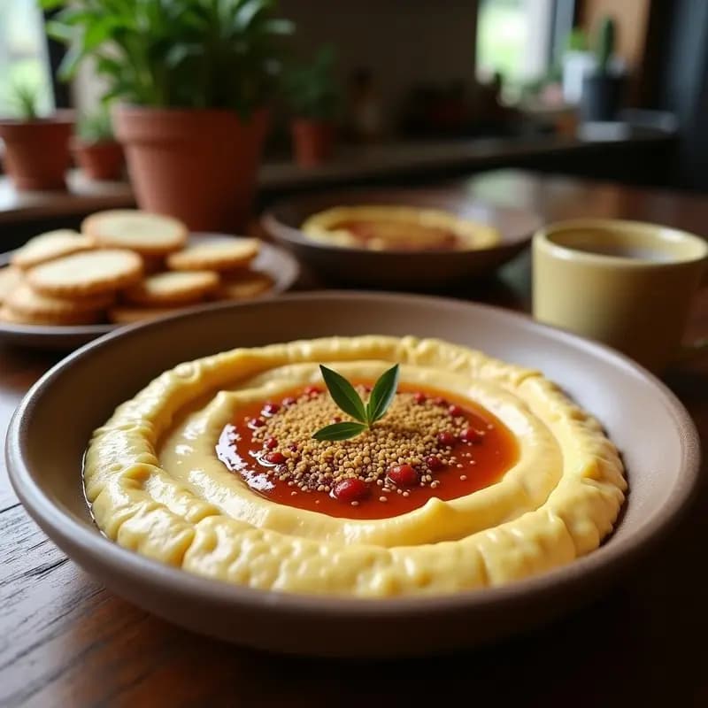 Dip de Berenjena Asada y Tahini con Crujiente de Semillas de Sésamo: Receta Libanesa Keto