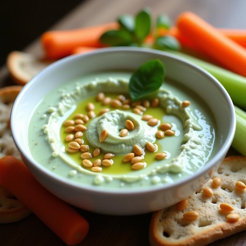 Dip de Berros y Yogur de Soja con Crujiente de Semillas: Aperitivo Iraní Probiótico