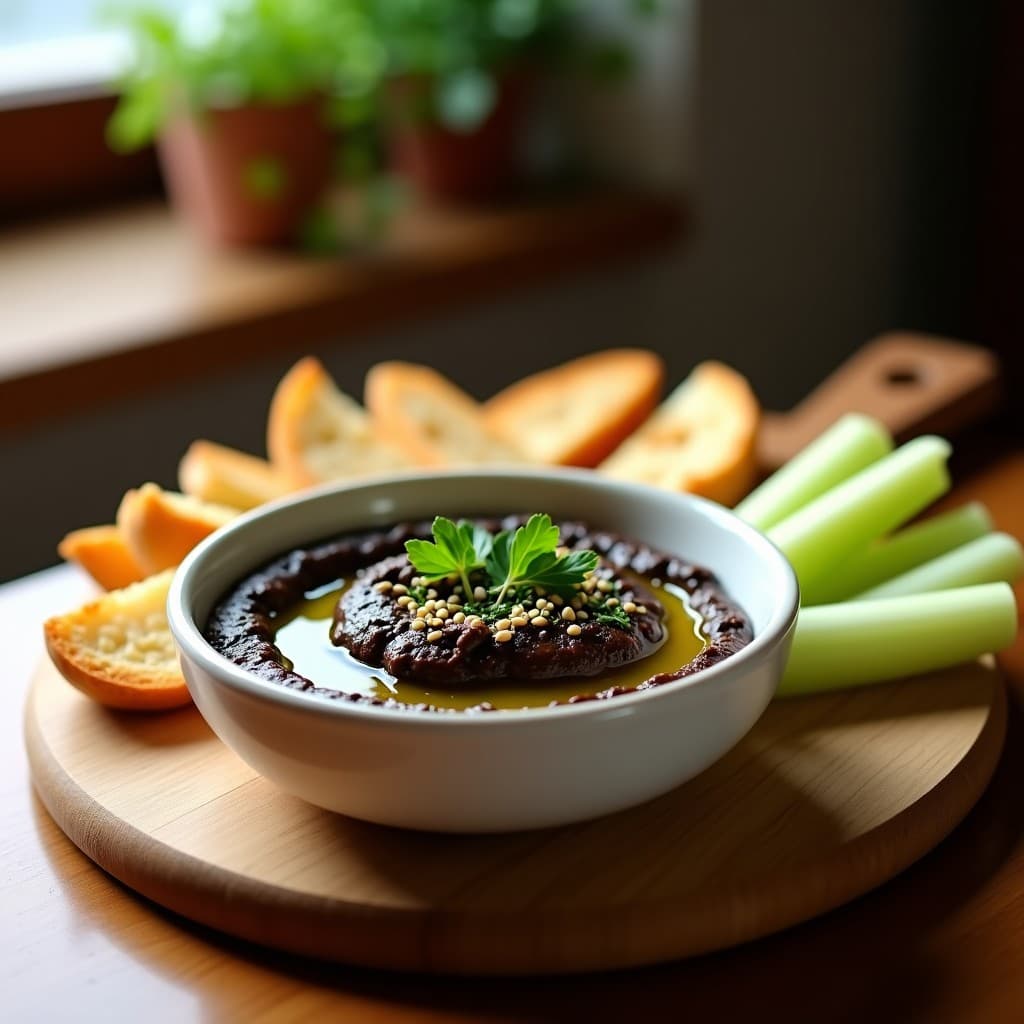 Dip de Garbanzos Negros y Aceite de Oliva Picual: Aperitivo Español Keto con Pan de Almendra
