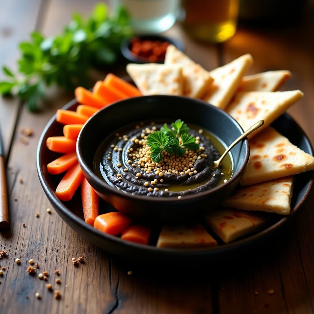 Dip de Garbanzos Negros y Tahini: Aperitivo Libanés con Toque Ahumado